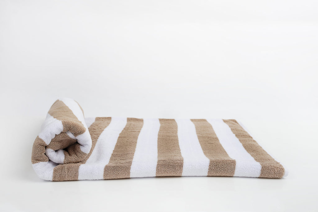 TOALLA PLAYA BEIGE RAYAS 85X175cm | 600gr