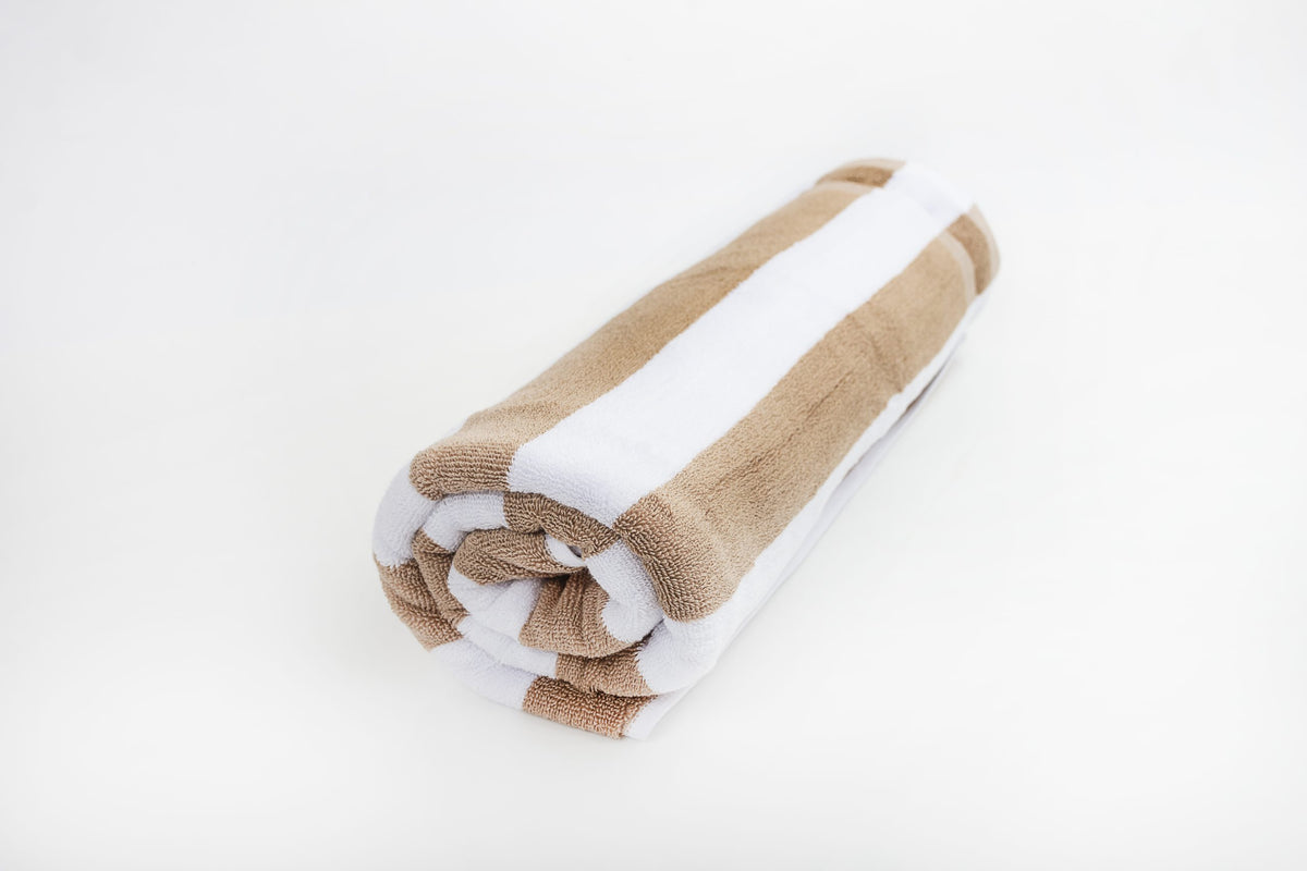 TOALLA PLAYA BEIGE RAYAS 85X175cm | 600gr