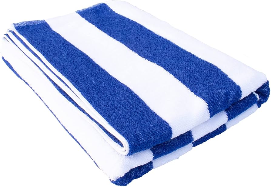 TOALLA PLAYA AZUL RAYAS 90X180cm 100% Alg 510gr